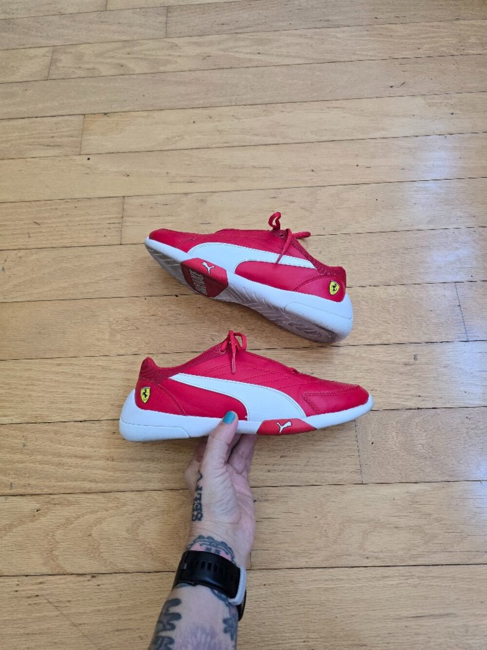 Puma x Scuderia Ferrari | Red Leather Motorsport Sporty Retro Sneakers | WMS 6.5